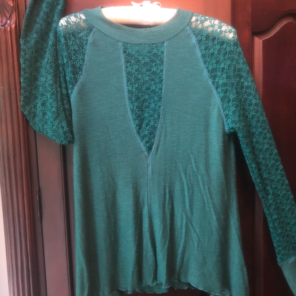 Long sleeve Free People emerald shirt